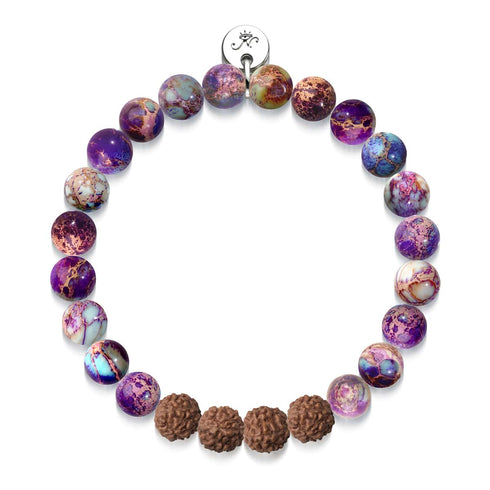 Gaia | Lila Regalit x Rudraksha | Mala-Armband
